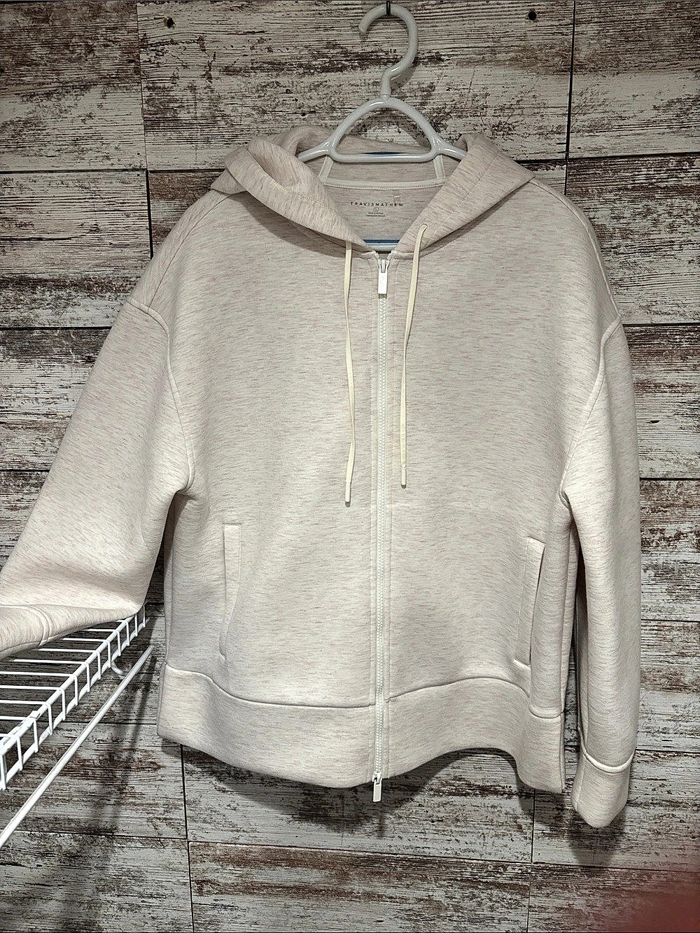 TravisMathew Skyloft Soft Full Zip Hoodie Cream Large